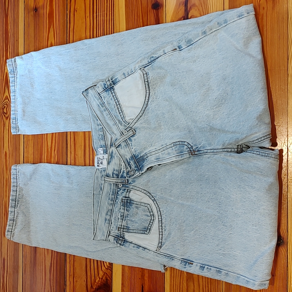Princess Polly Asymmetric Waist High Rise Button Fly Denim Jeans Light Wash
